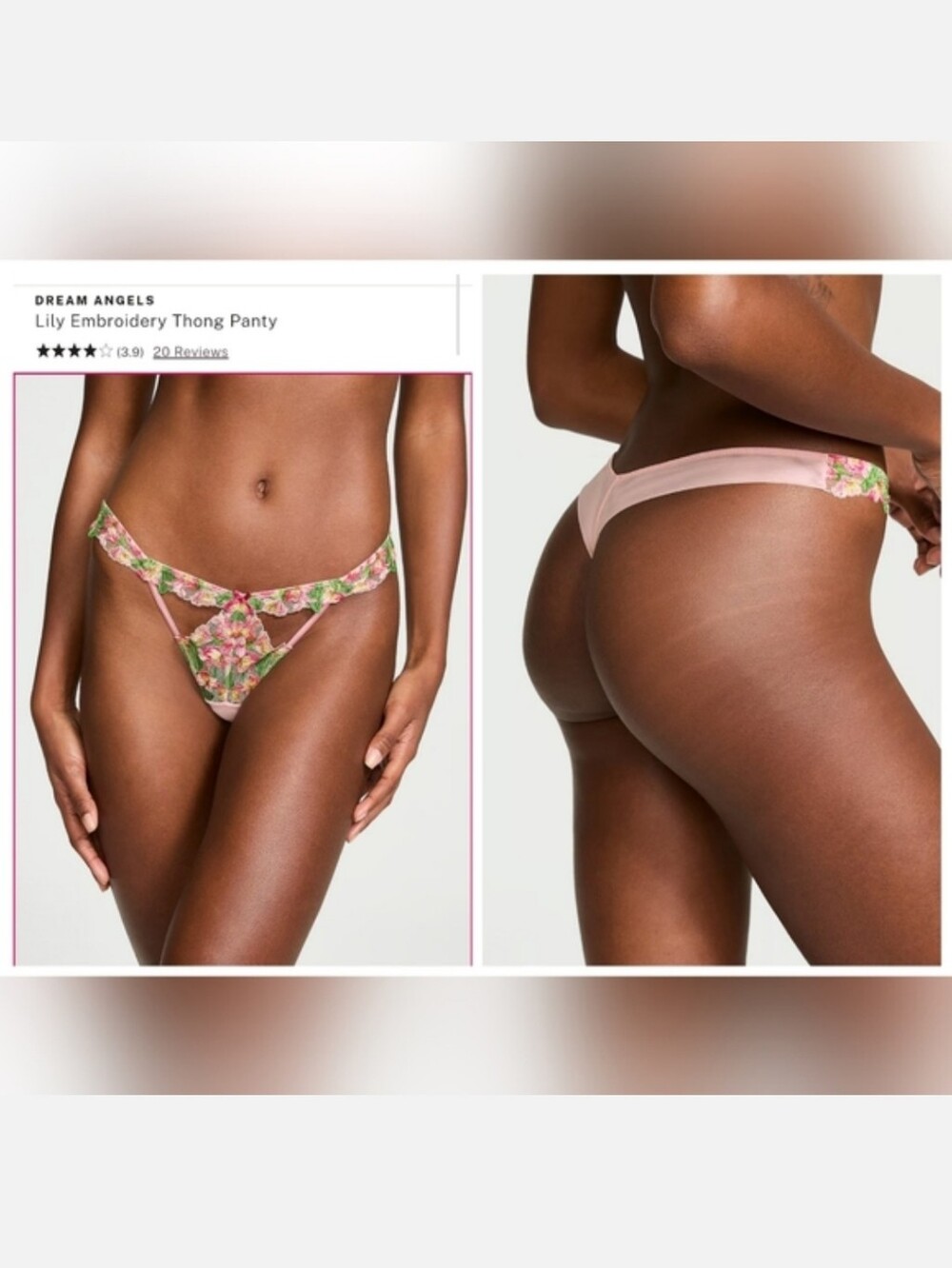 Victoria's secret DREAM ANGELS Lily Embroidery Thong Panty XLARGE